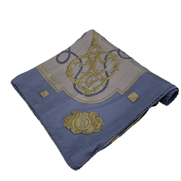 HERMES Carre 140 - Navy Gray Multi Scarf 485-071625 - Picture 1 of 5